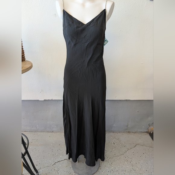 American Vintage Black Maxi Dress Made Out Silk Hand Made. - Picture 1 of 4